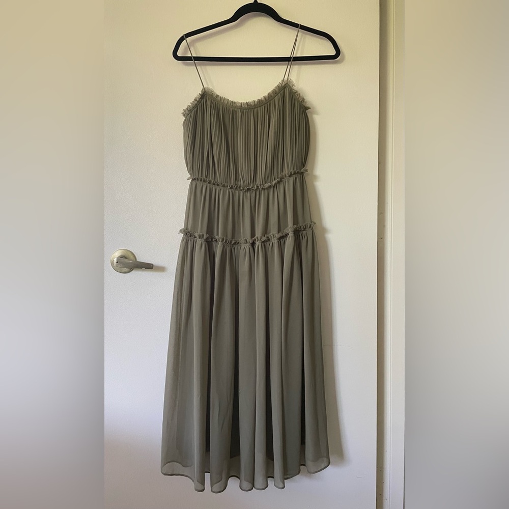 Banana Republic Olive Green Ruched Strapless Sundress